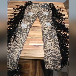 L&B High Rise Skinny Leopard Print Pants